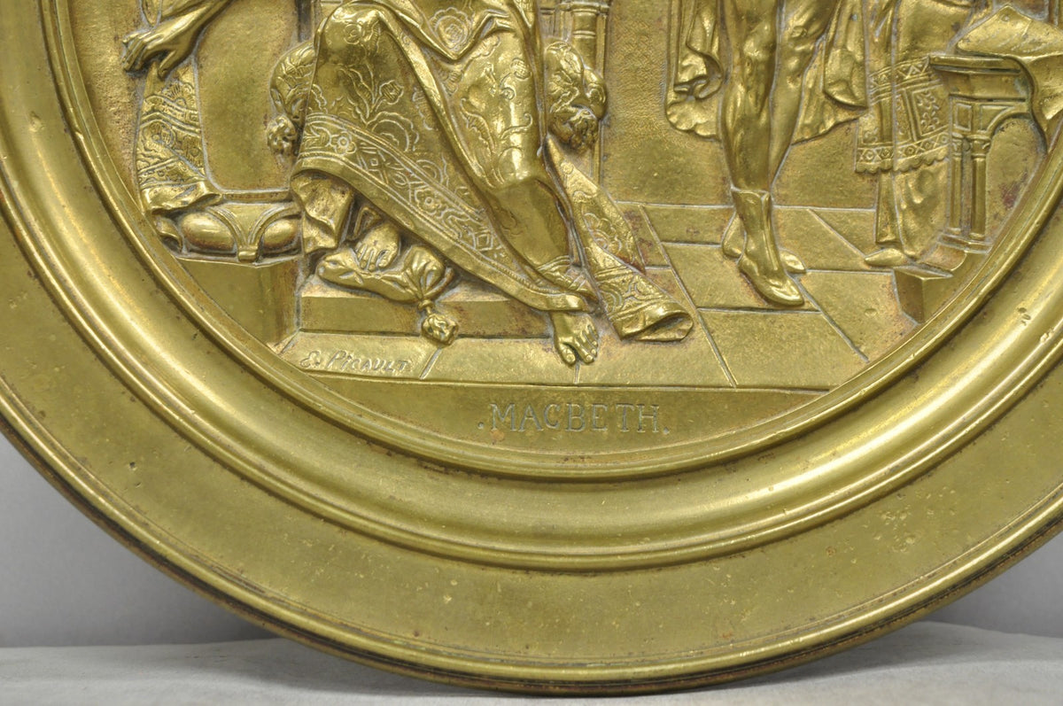 19th C. Emile Louis Picault Macbeth Bronze Relief Pedestal Compote Tazza Dish