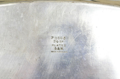 Antique D & H England 24" Silver Silver Plated Pierced Scalloped Platter Tray