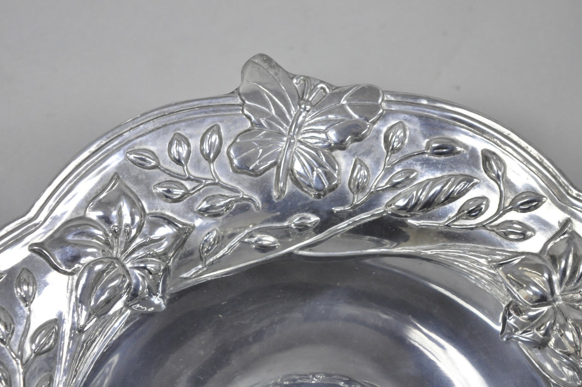 Vintage Lenox Dragonfly & Butterfly Meadow Art Nouveau Cast Aluminum Salad Bowl