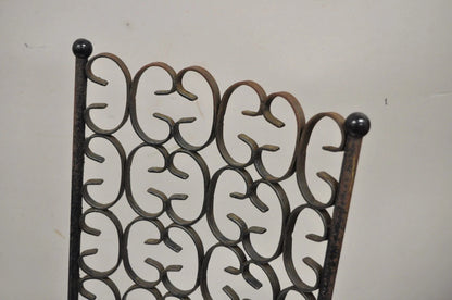 Vintage Mid Century Modern Salterini Umanoff Style Iron Scroll Side Chairs, Pair