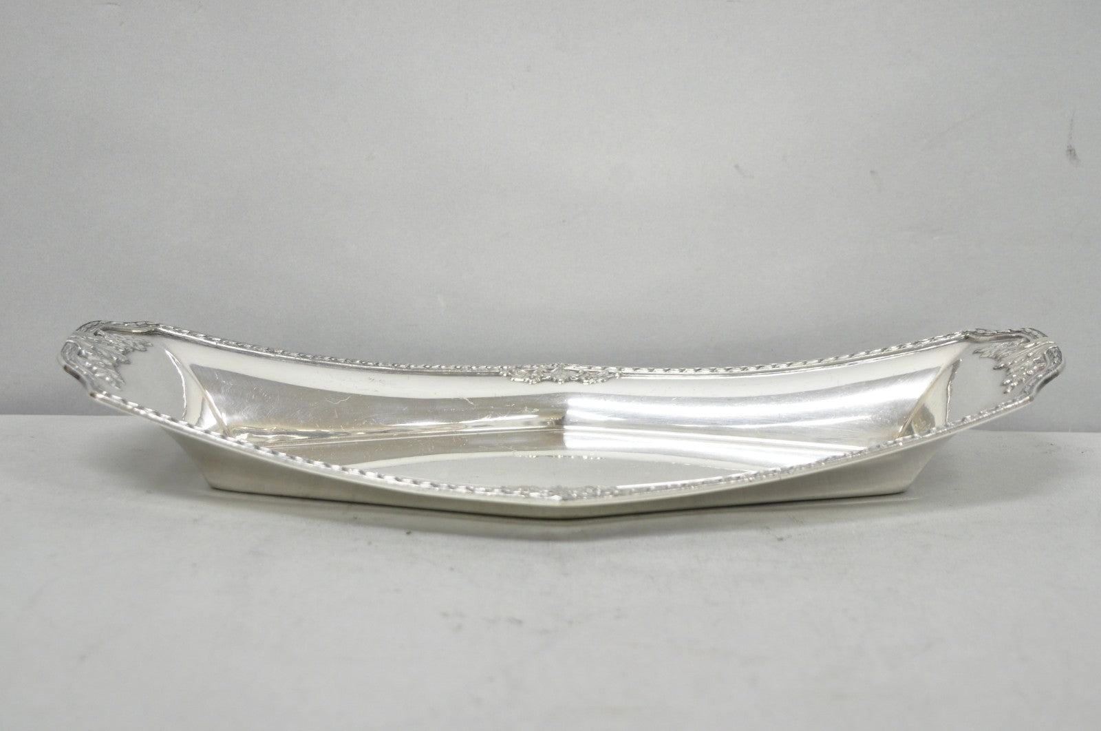 Vintage Poole 8093 Victorian Silver Plated Narrow "Boat Form" Trinket Dish