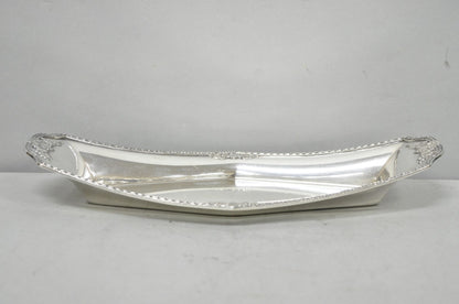 Vintage Poole 8093 Victorian Silver Plated Narrow "Boat Form" Trinket Dish