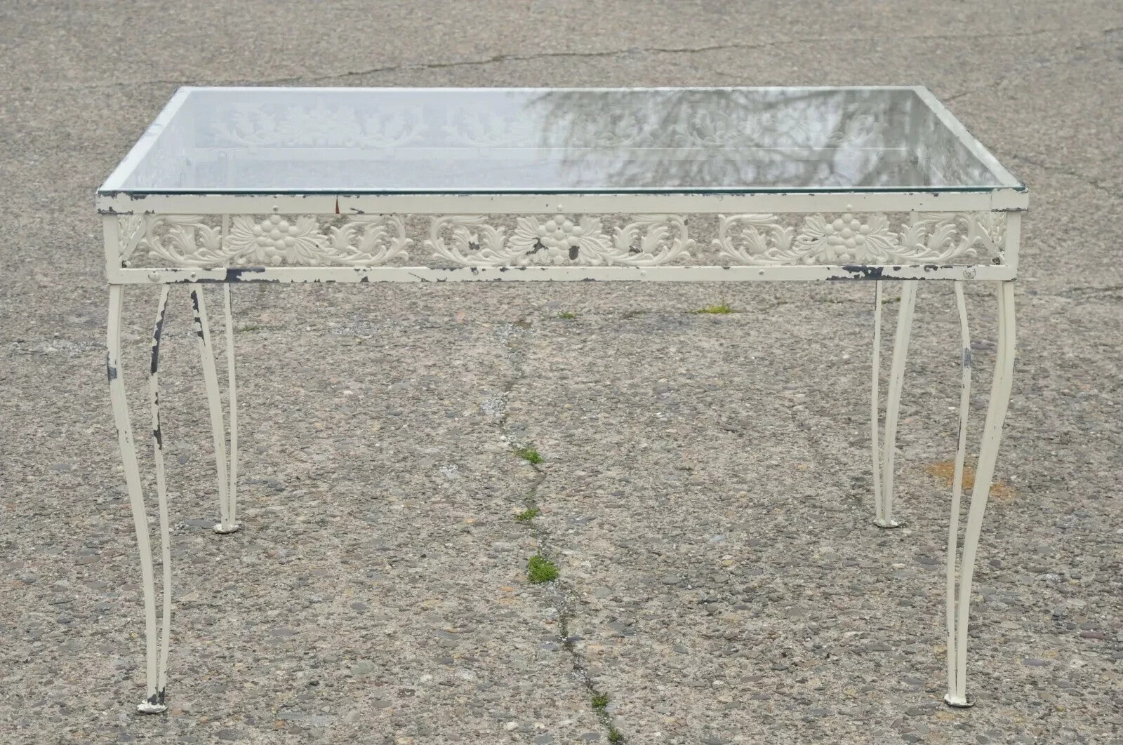 Vintage Victorian Grapevine Wrought Iron Garden Patio Dining Set - 7 Pc Set