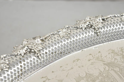 Antique Barker Ellis Victorian Silver Plated Grapevine Repousse Bar Serving Tray