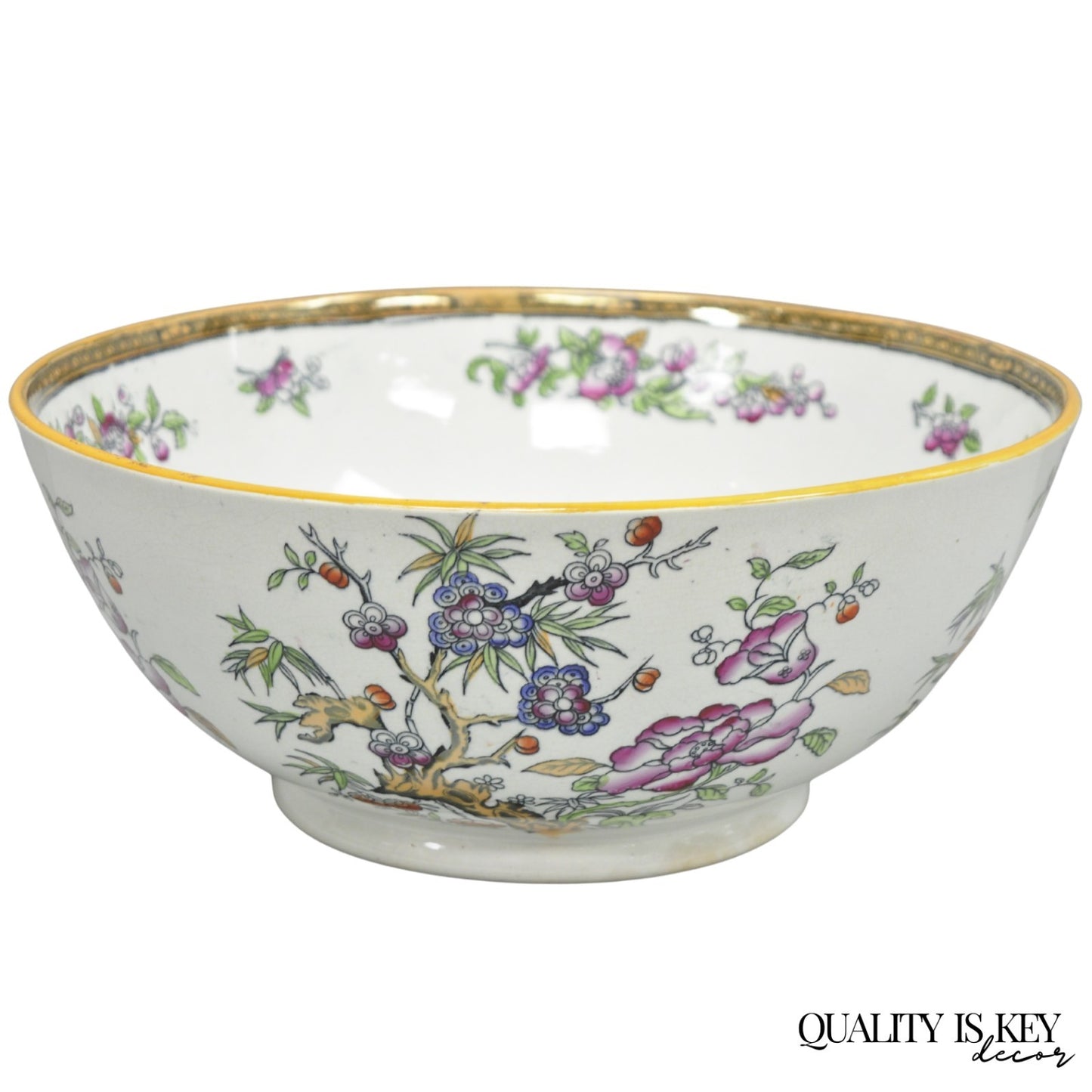 Antique Edge Malkin & Co Indian Tree English Transferware Porcelain Serving Bowl