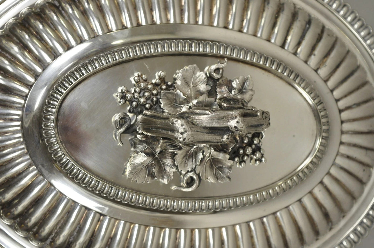 Antique Elkington Co English Regency Silver Plated Covered Serving Dish Platter