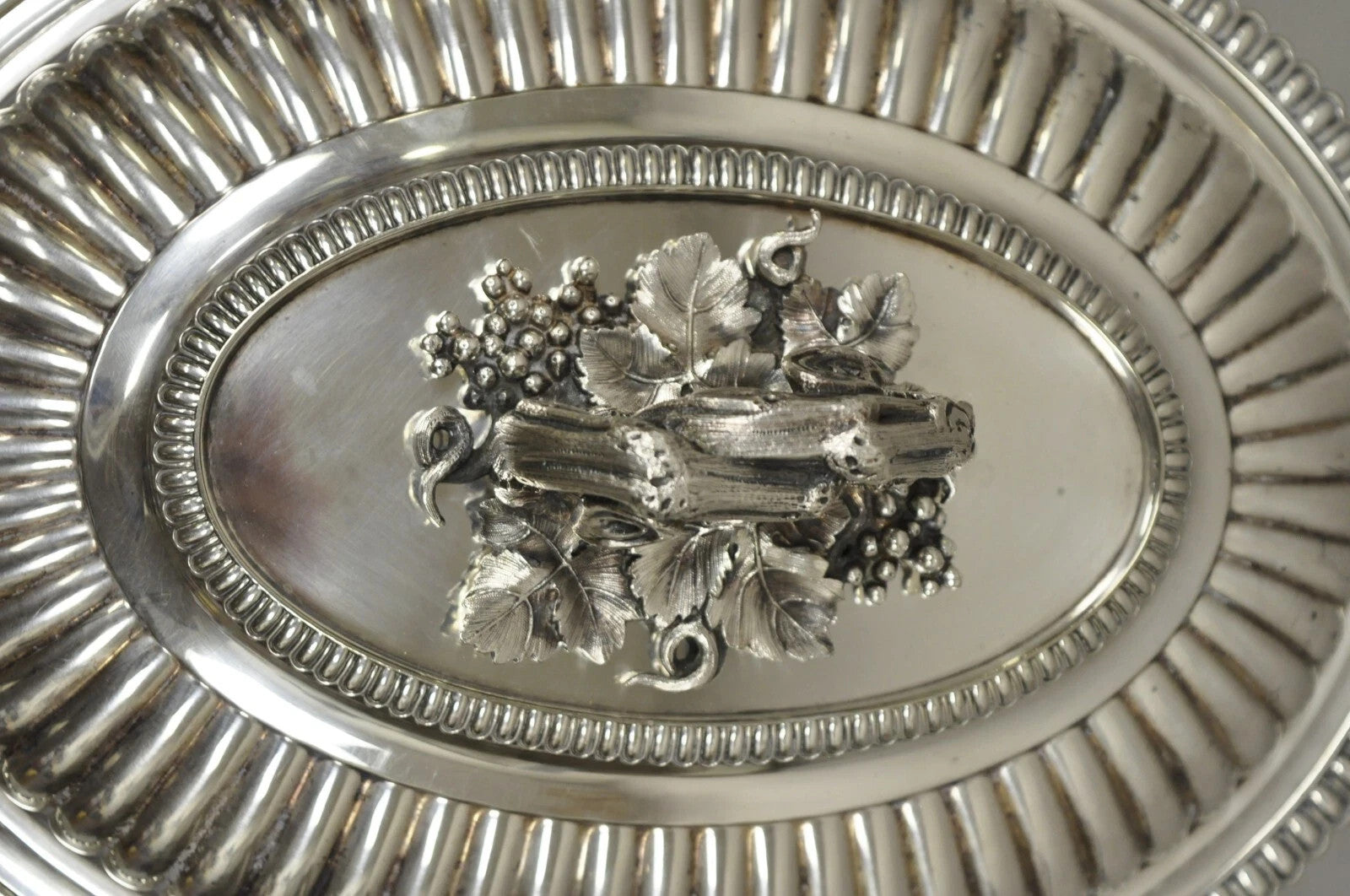Antique Elkington Co English Regency Silver Plated Covered Serving Dish Platter