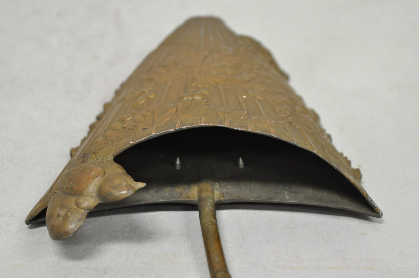Antique French Art Nouveau Cast Metal Figural Umbrella Form Wall Pocket