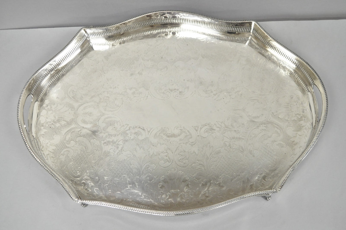 Vintage William Adams Sheffield England Edwardian Silver Plated Scalloped Tray