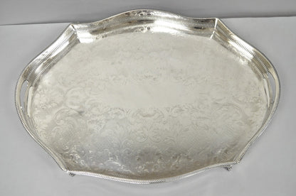 Vintage William Adams Sheffield England Edwardian Silver Plated Scalloped Tray