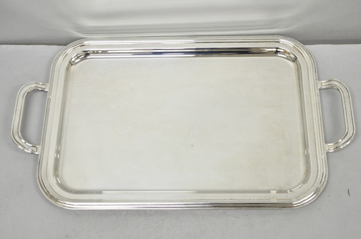 Contemporary Modern Landes Silver Plated Rectangular Bar Serving Platter Tray
