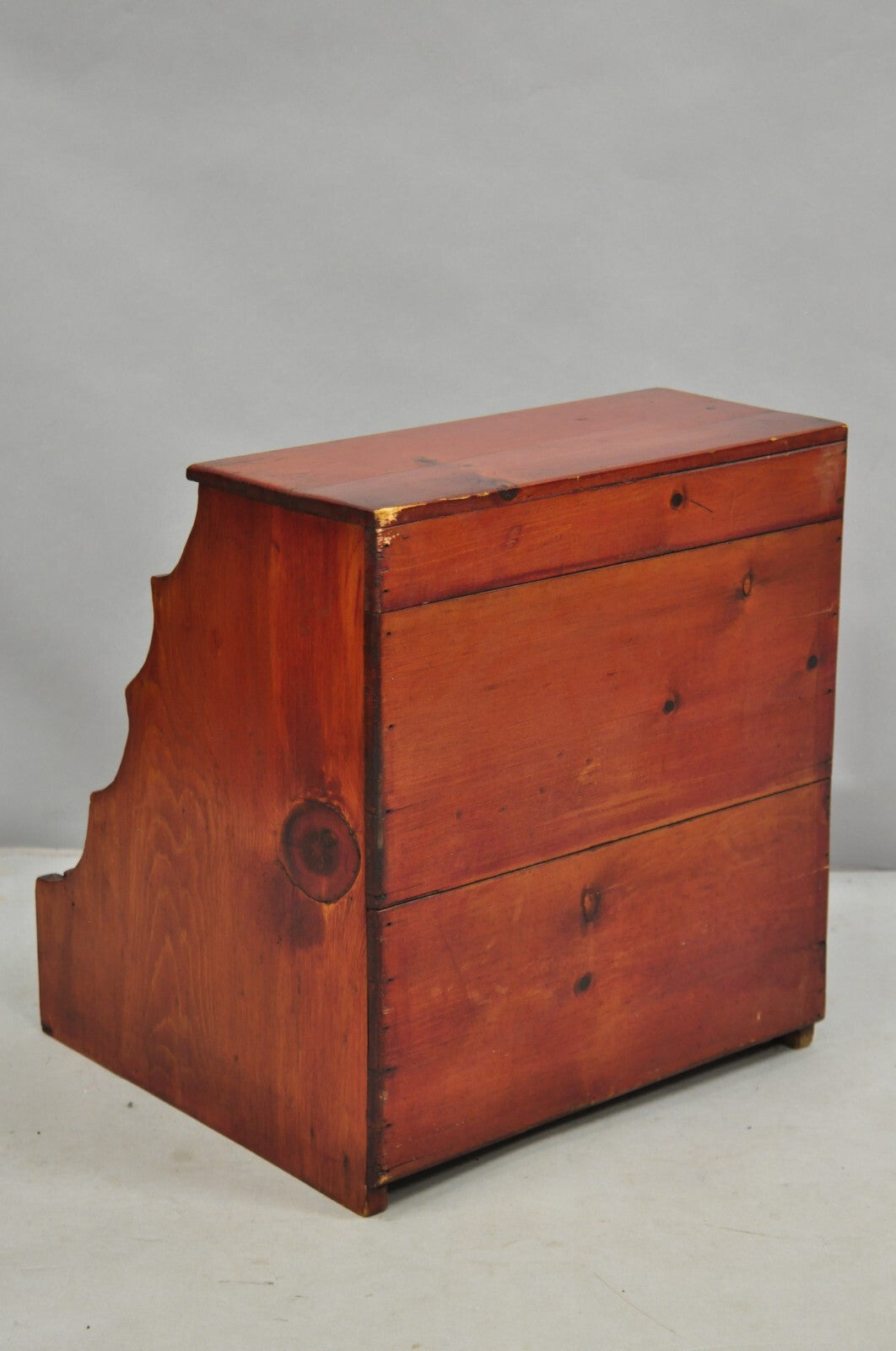 Antique French Country Primitive Pine Wood Farmhouse Magazine Rack Book Stand