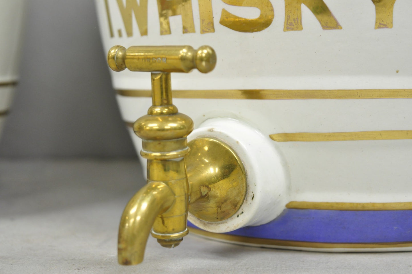 Antique Loftus London English Victorian Porcelain Spirits Whisky Barrels - Pair