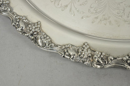 Vintage Victorian Silver Plated Grapevine Repousse 20" Round Serving Platter