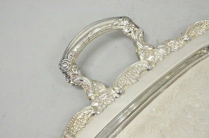 Vintage Oneida Victorian Silver Plated Etched Butlers Serving Platter Bar Tray