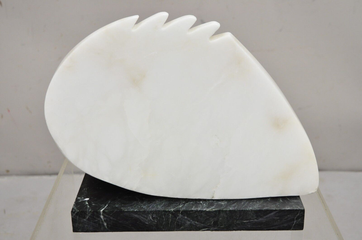 Sheryl C. Benjamin Carved Marble Abstract Modernist Sculpture on Marble Base