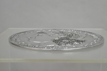 Vintage 1878 Morgan Silver Dollar 12" Pewter Trivet or Wall Hanging Plaque USA
