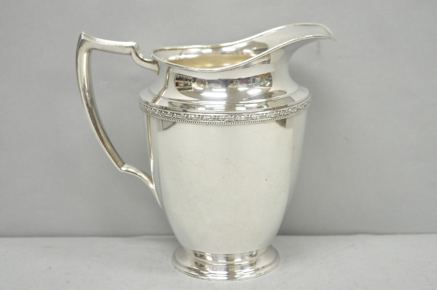 Vintage WMA Rogers Victorian Silver Plated Bulbous Footed Water Pitcher