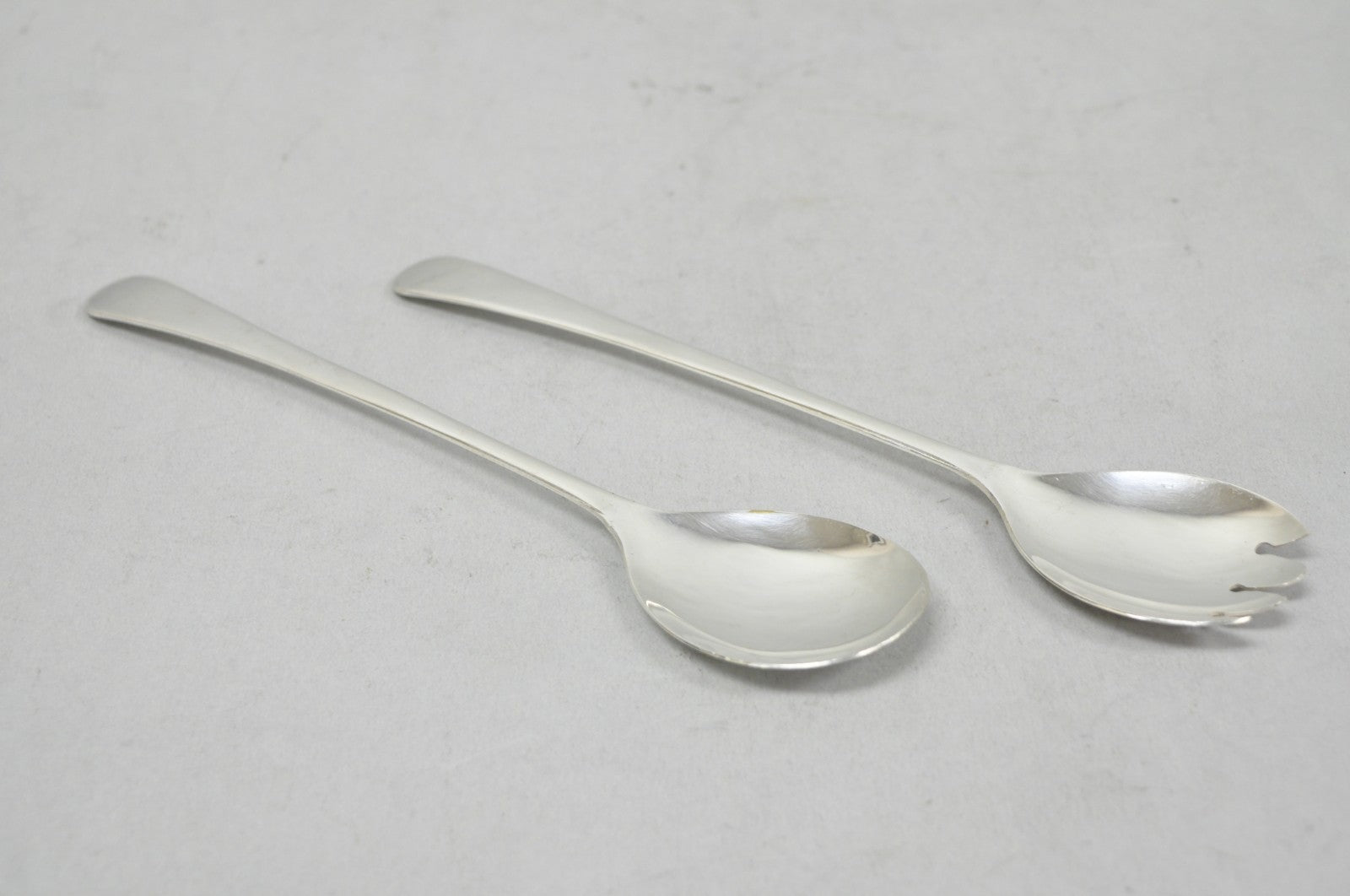 Vintage Sheffield England Modern Silver Plated Salad Serving Set Fork & Spoon