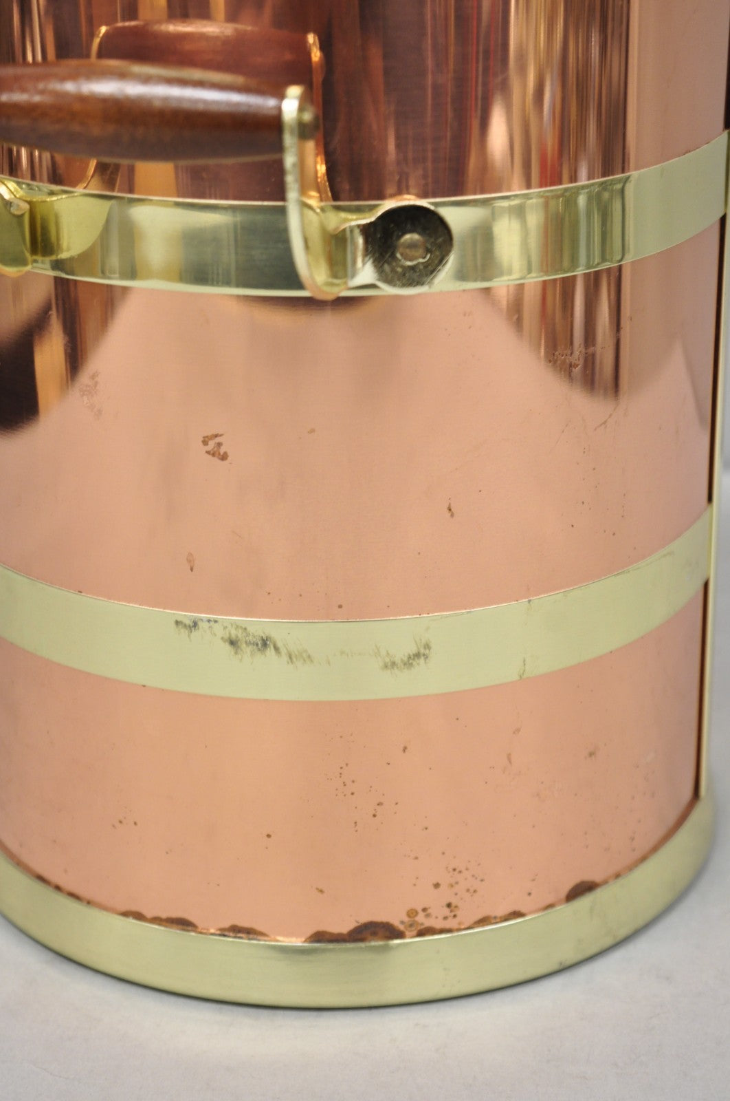 Vintage Kraftware NYC Mid Century Modern Copper And Brass Covered Bar Ice Bucket