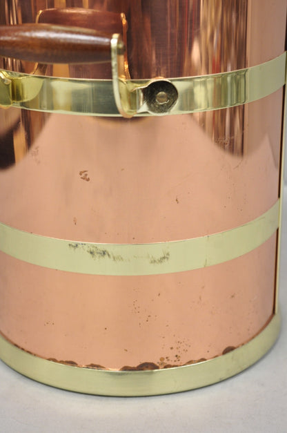 Vintage Kraftware NYC Mid Century Modern Copper And Brass Covered Bar Ice Bucket