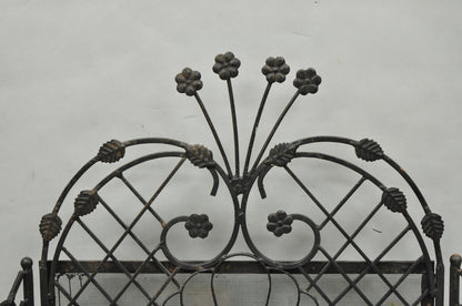 Antique Gothic Arts & Crafts Wrought Iron Scrolling Folding Fireplace Screen