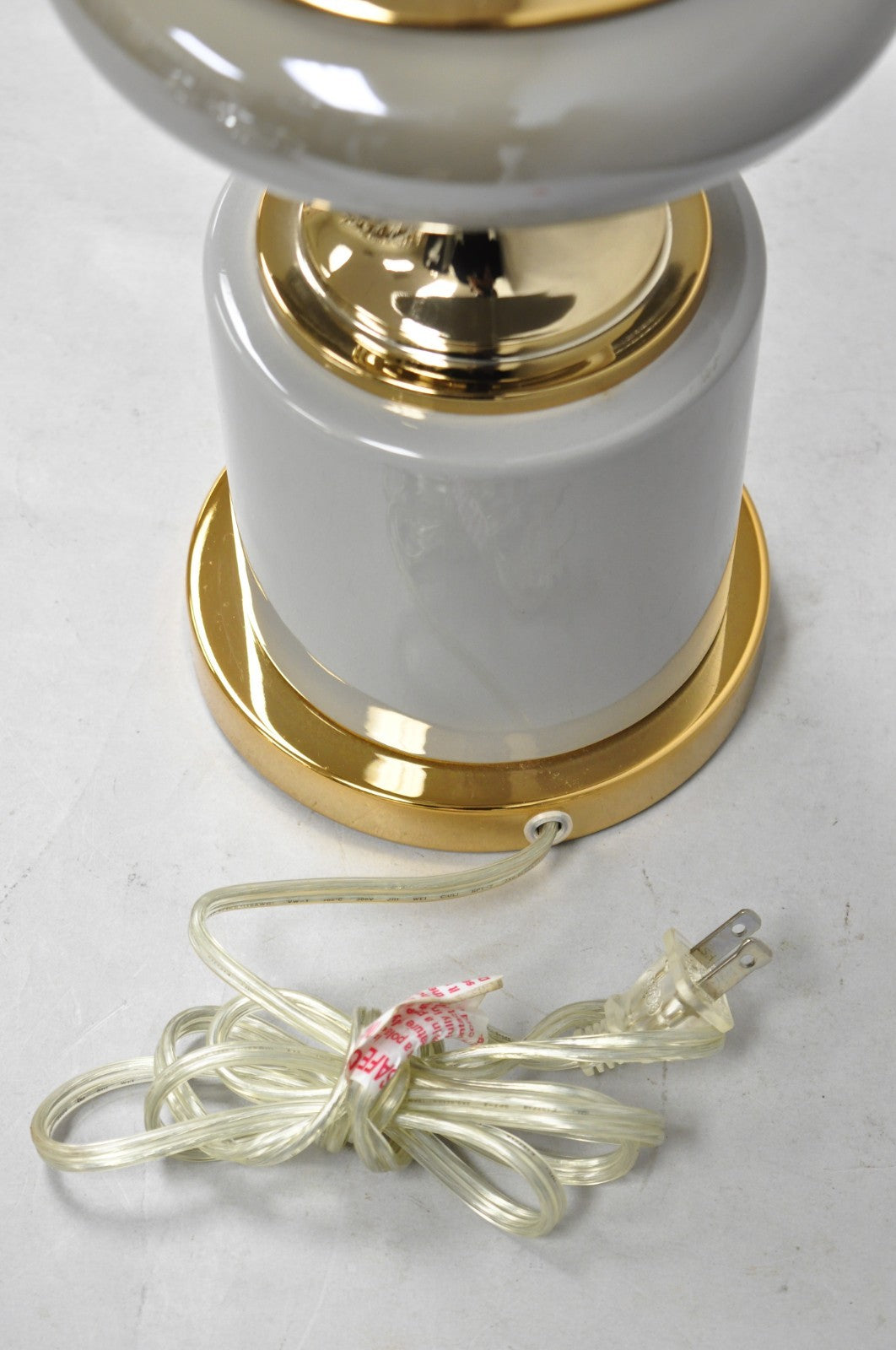 Contemporary Modern Sculptural Gold Metal & Gray Porcelain Ceramic Table Lamp