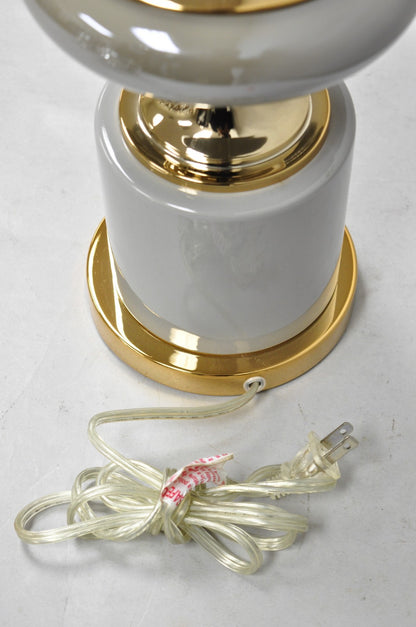 Contemporary Modern Sculptural Gold Metal & Gray Porcelain Ceramic Table Lamp