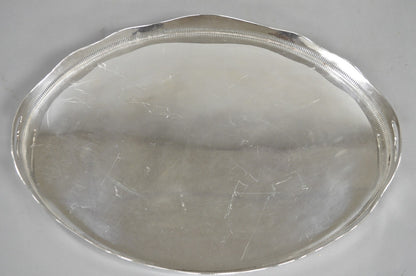 Antique English Edwardian Sheffield Silver Plated 24" Serving Platter Bar Tray