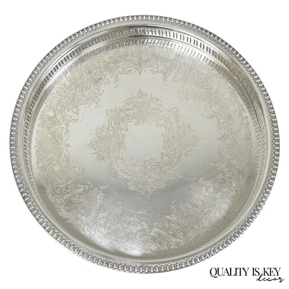 Webster Wilcox "Brandon Hall" 7572G Silver Plated Reticulated 15" Round Bar Tray