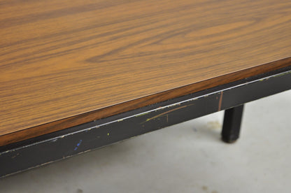 Vintage Mid Century Modern Steel Metal & Faux Rosewood Laminate Coffee Table