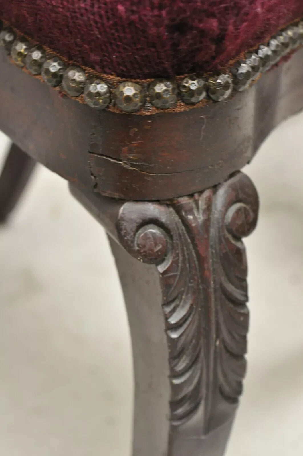 Antique Eastlake Victorian Carved Mahogany Needlepoint Parlor Side Chairs - Pair