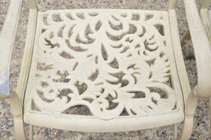 Cast Aluminum Leafy Scroll Outdoor Patio Dining Arm Chairs - Set of 4