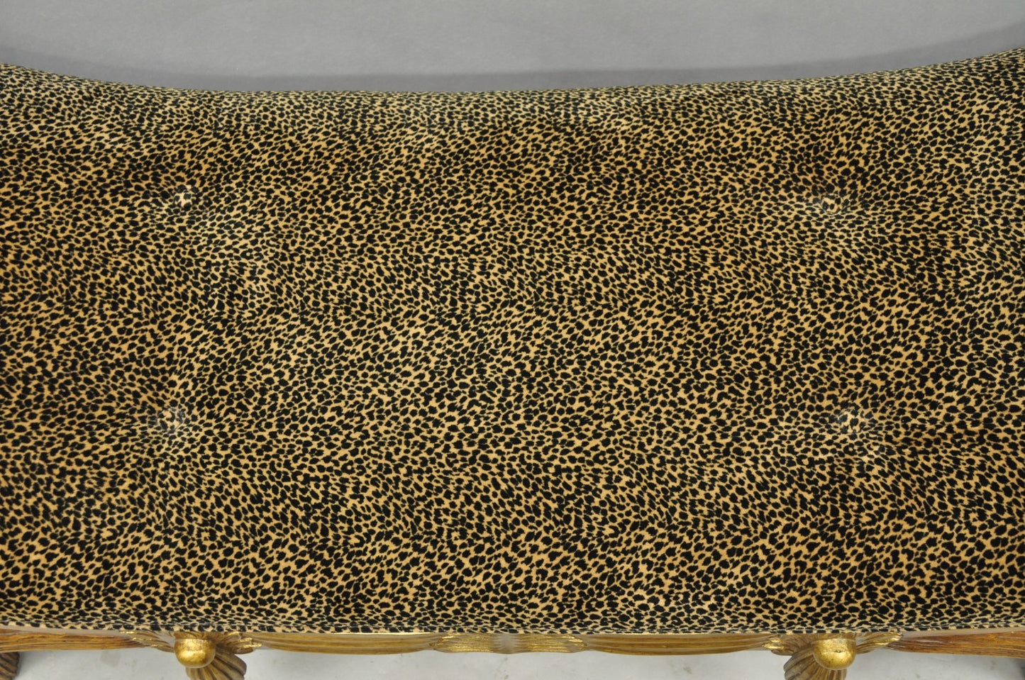 Vintage Italian Hollywood Regency Style Leopard Print Upholstered Window Bench