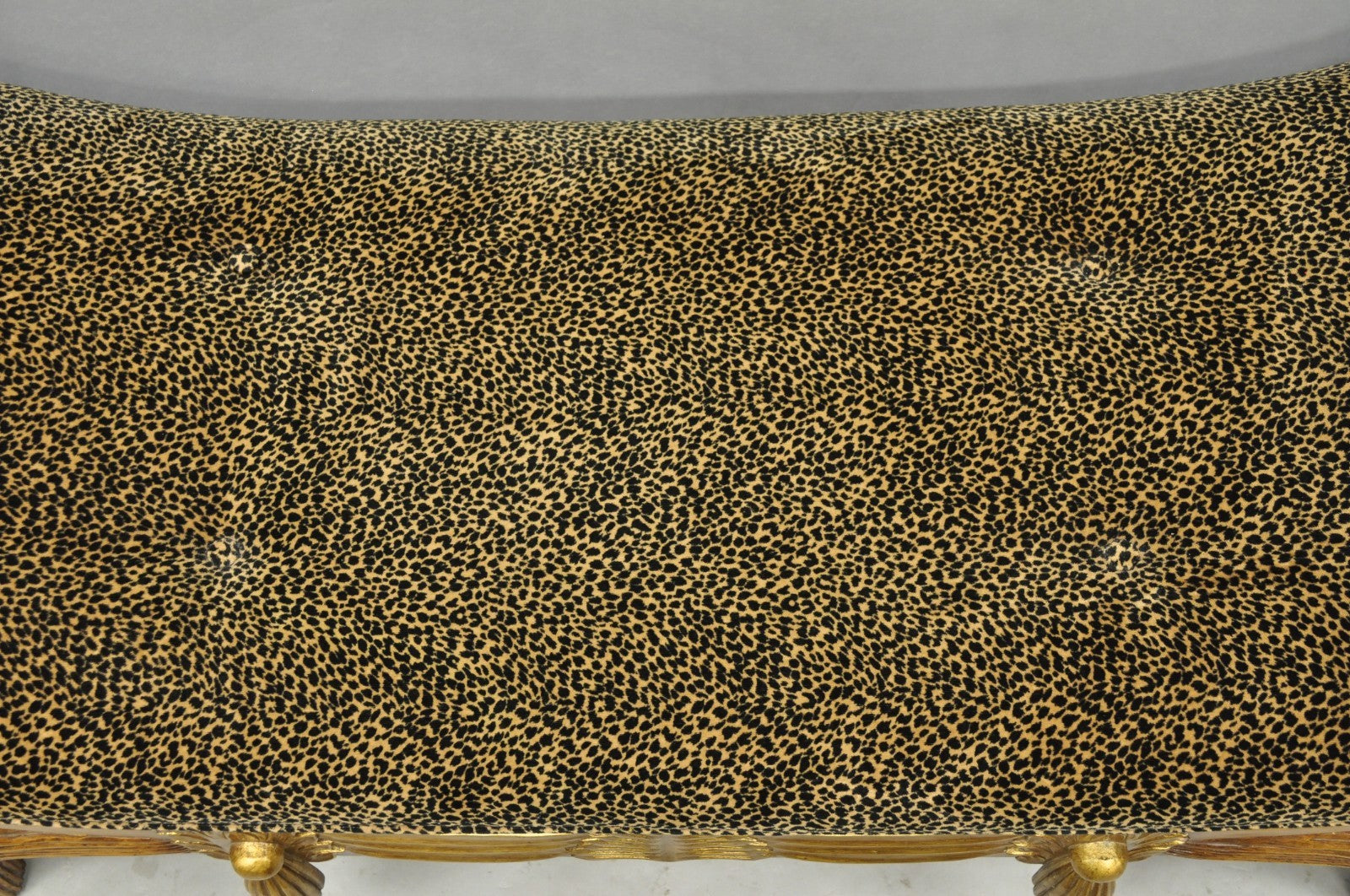 Vintage Italian Hollywood Regency Style Leopard Print Upholstered Window Bench