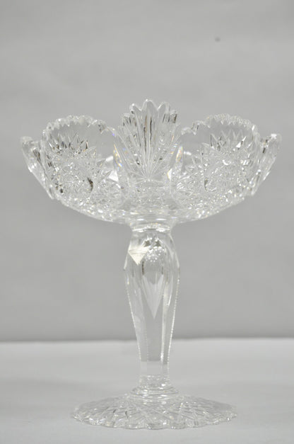Antique Brilliant Cut Crystal Glass Candy Compote Pedestal Nut Dish - a Pair