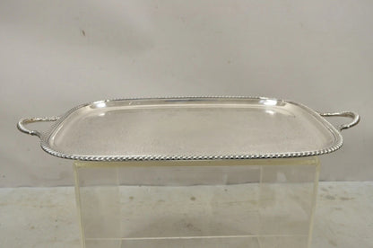 Vintage Victorian EPC Silver Plated Etched Twin Handle Serving Platter Bar Tray