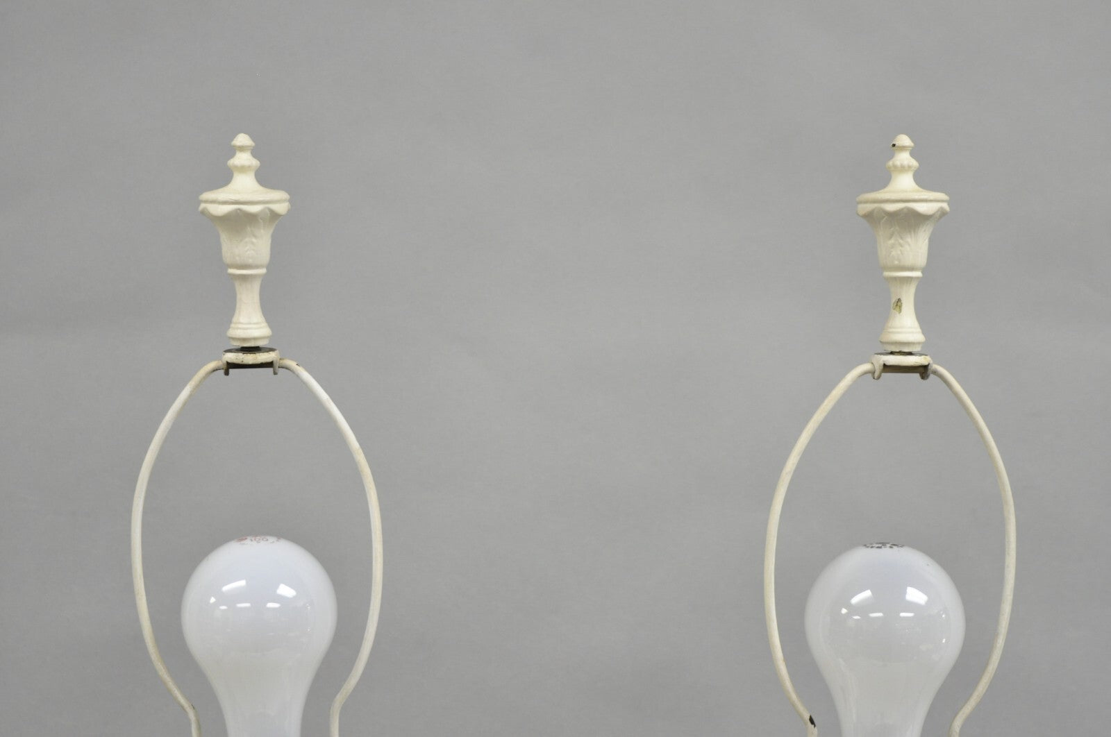 Antique French Renaissance White Painted Metal "Musicians" Table Lamps - a Pair