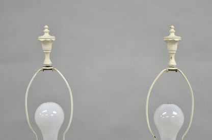 Antique French Renaissance White Painted Metal "Musicians" Table Lamps - a Pair