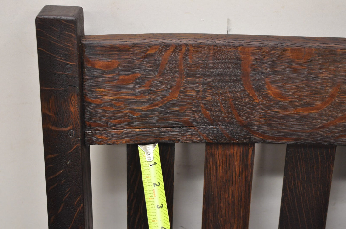 Antique Arts & Crafts Mission Oak Stickley Style 14 Slatted Bench Settee Sofa