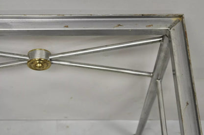 Italian Directoire Maison Jansen Style Brushed Steel & Brass End Tables - a Pair