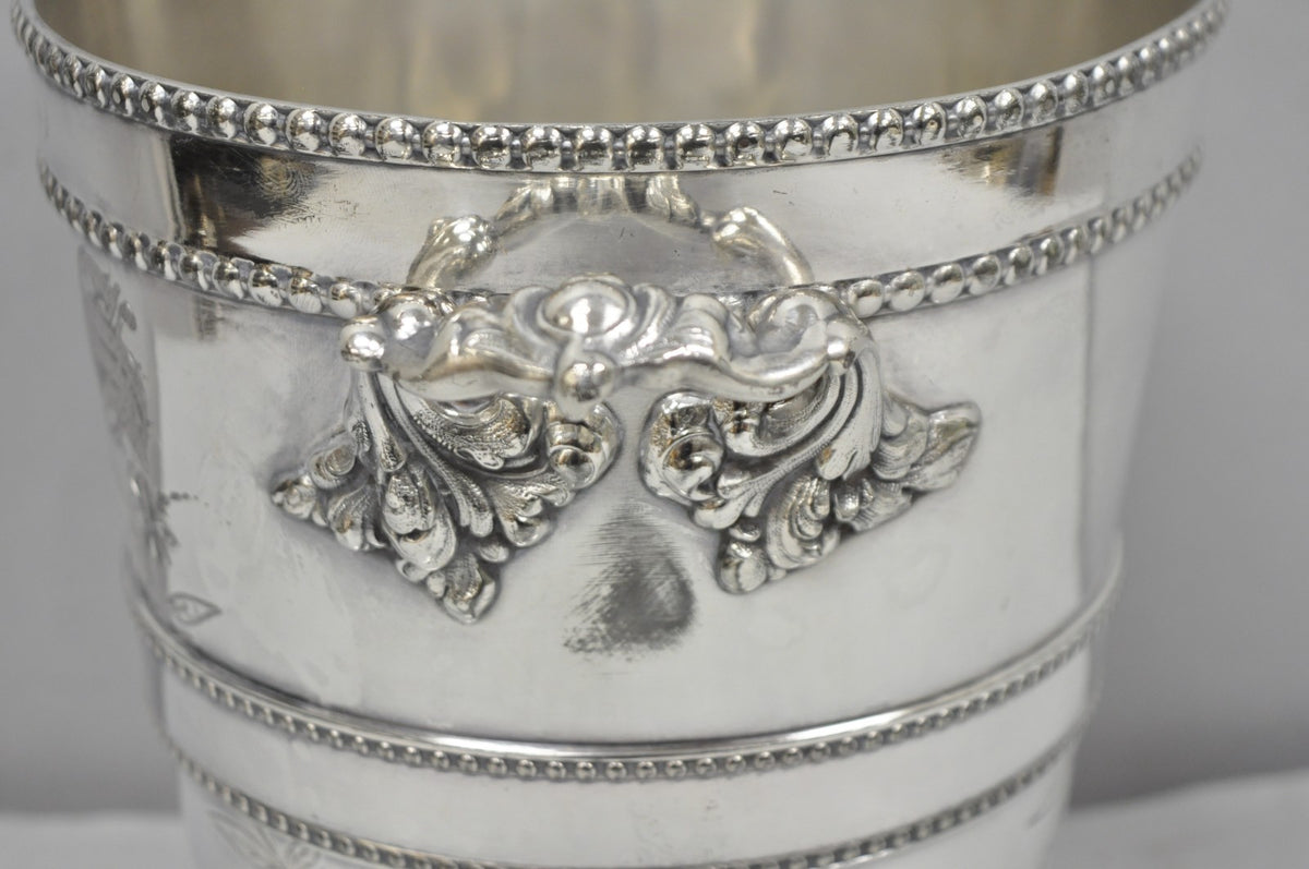 Victorian Henry Hicks Silver Plated S Monogram Champagne Chiller Wine Ice Bucket