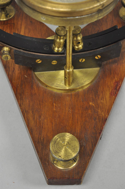 Antique Victorian Wood & Brass Tangent Galvanometer Lab Electrical Equipment