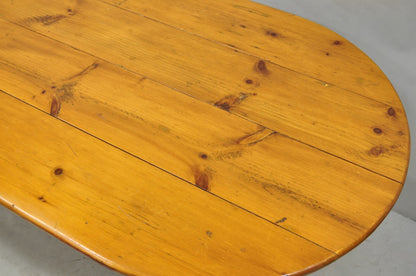 Vintage French Country Oval Pine Wood 78" Baluster Leg Farmhouse Dining Table