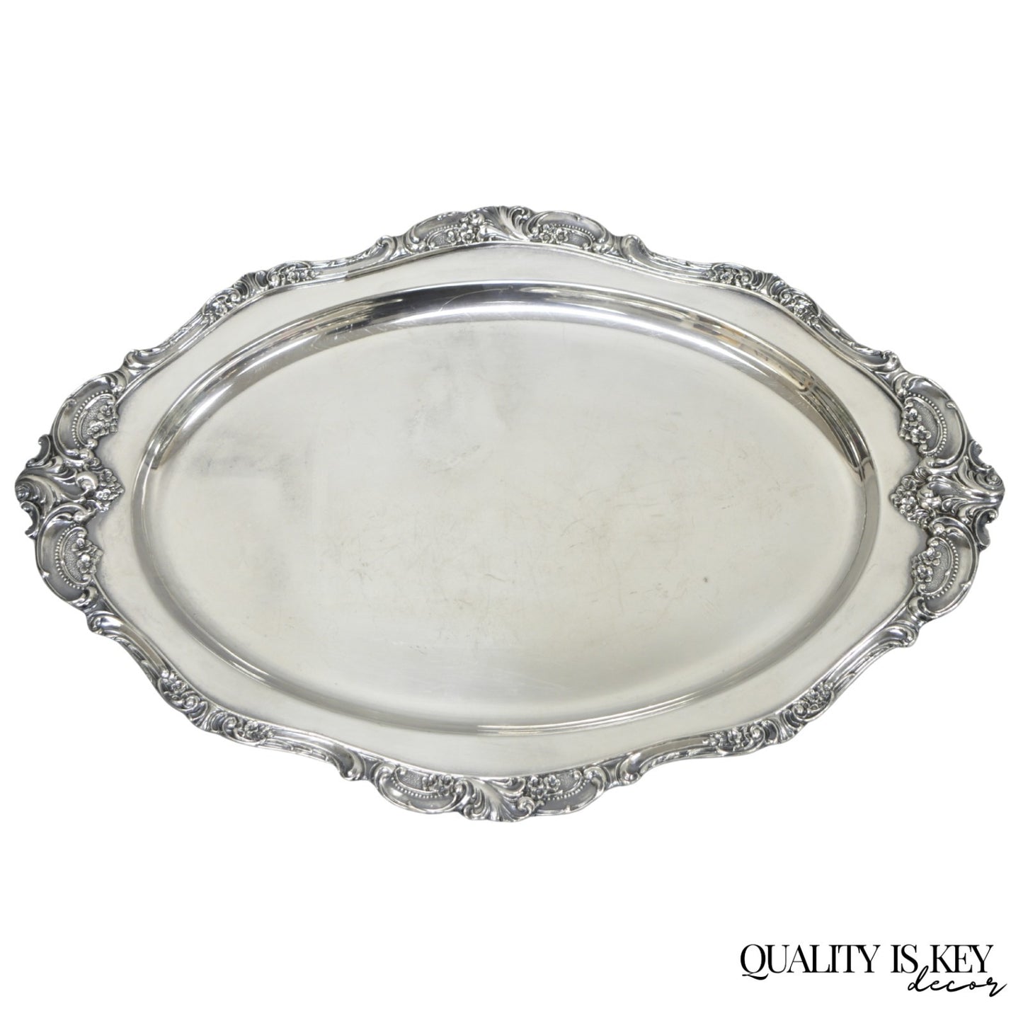 Vintage Baroque by Wallace 258 Victorian Silver Plated Oval Serving Platter Tray