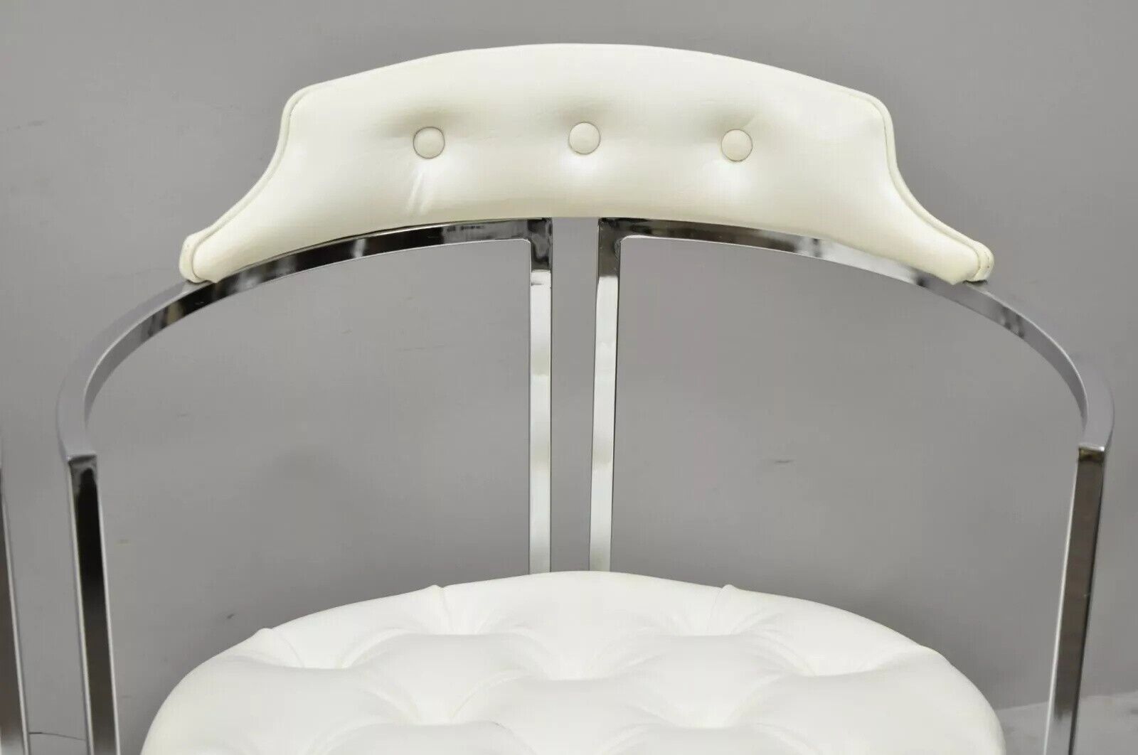 Vintage Daystrom Mid Century Modern Chrome White Vinyl Dining Chairs - Set of 4