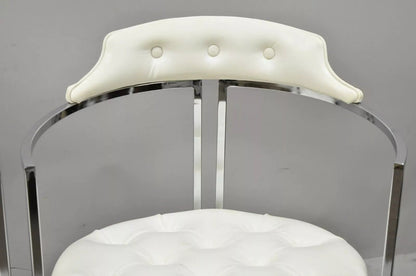 Vintage Daystrom Mid Century Modern Chrome White Vinyl Dining Chairs - Set of 4