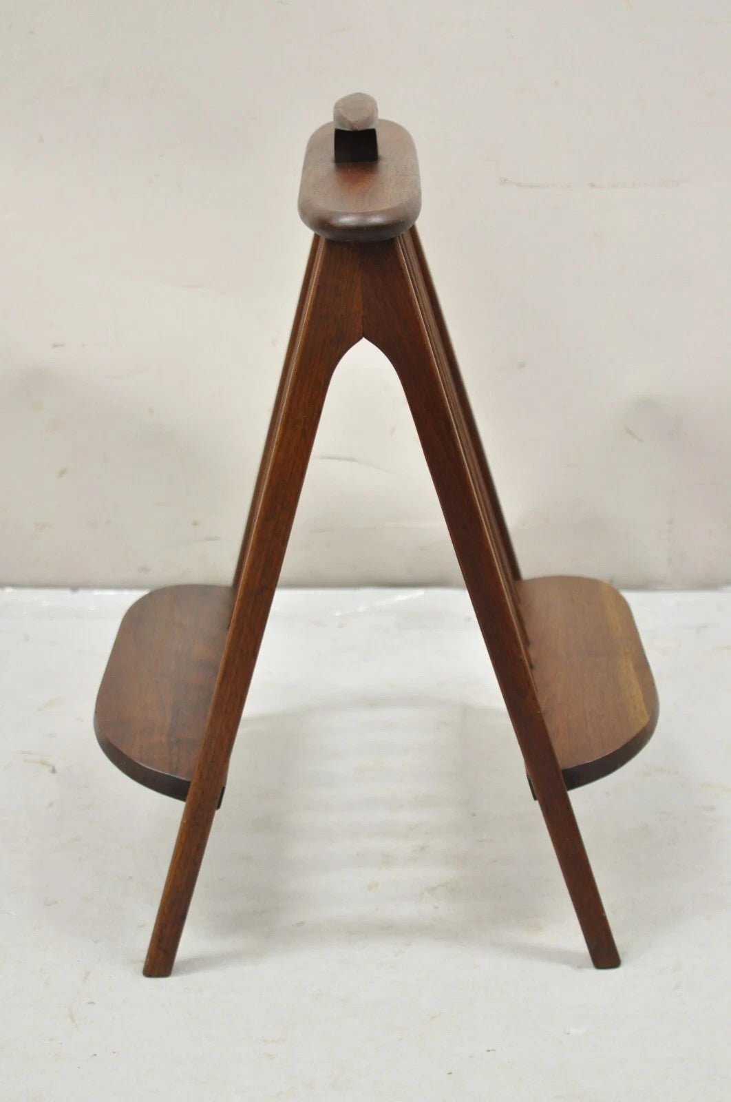 Arthur Umanoff Mid Century Danish Modern Teak Wood Compass Book & Magazine Rack