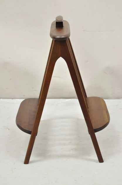 Arthur Umanoff Mid Century Danish Modern Teak Wood Compass Book & Magazine Rack