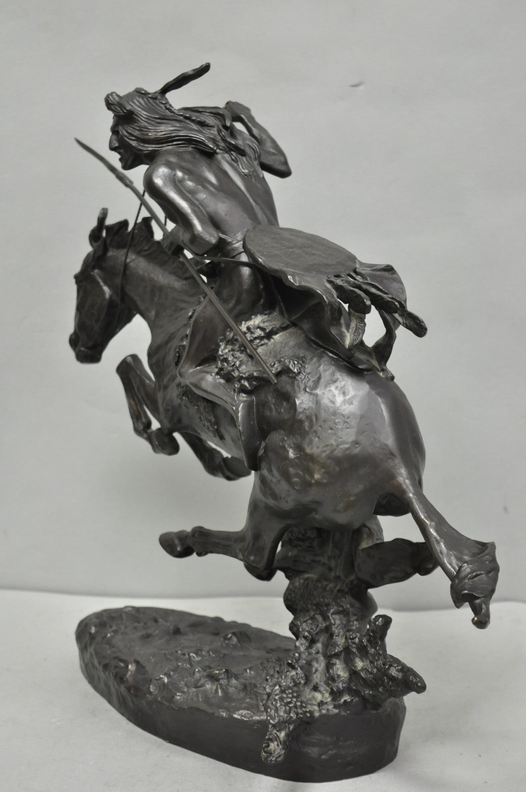 Frederic Remington "Cheyenne" Lost Wax Cast Bronze Native American Sculpture